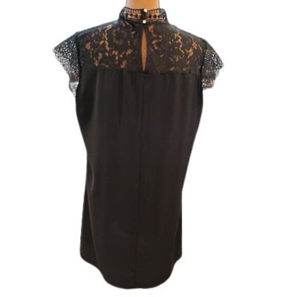 ZARA Black Dress with Embroidered Cap Sleeves in Black – Size Large - Picture 6 of 7